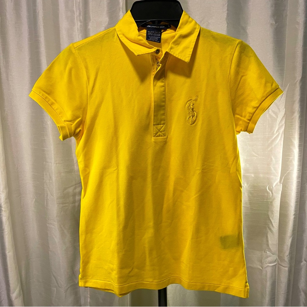 NWOT Ralph Lauren Golf bright yellow quarter zip Polo, size SMALL